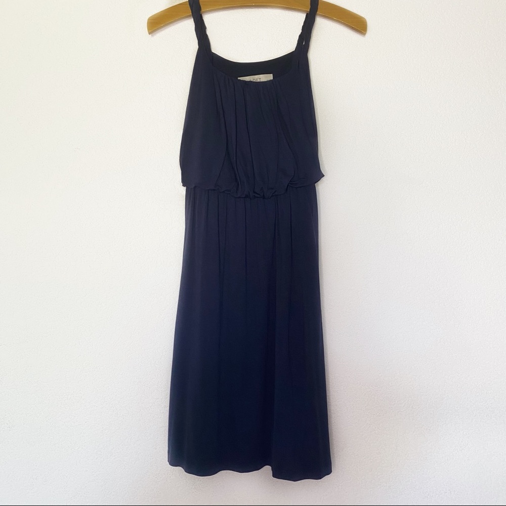 LOFT Navy Blue Twist Strap Dress Small